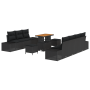 Conjunto de Sofá de Jardín de 10 Piezas con Cojines Negro Poliratán Acacia de , Sofás de exterior - Ref: Foro24-3364699, Prec...
