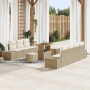 Juego de Sofá de Jardín de 10 Piezas con Cojines Beige Ratán Poli Acacia de , Sofás de exterior - Ref: Foro24-3364701, Precio...