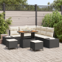 Conjunto de Sofá de Jardín de 8 Piezas con Cojines Negro Poliratán Acacia de , Sofás de exterior - Ref: Foro24-3364735, Preci...