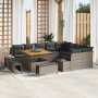 Conjunto de Sofá de Jardín de 12 Piezas con Cojines Gris Poliratán Acacia de , Sofás de exterior - Ref: Foro24-3364768, Preci...