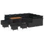 Conjunto de Sofá de Jardín de 13 Piezas con Cojines Negro de Ratán Poliéster Acacia de , Sofás de exterior - Ref: Foro24-3364...
