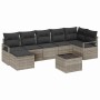Conjunto de sofá de jardín 9 pcs Gris claro Poliratán