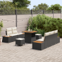 Juego de Sofás de Jardín de 8 Piezas con Cojines Negro Ratán Sintético Acacia de , Sofás de exterior - Ref: Foro24-3364805, P...