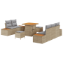 Conjunto de Sofá de Jardín de 8 Piezas con Cojines Beige de Poliratán Acacia de , Sofás de exterior - Ref: Foro24-3364807, Pr...