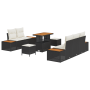 Conjunto de Sofá de Jardín de 8 Piezas con Cojines de Ratán Negro y Acacia de , Sofás de exterior - Ref: Foro24-3364810, Prec...