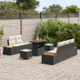Conjunto de Sofá de Jardín de 8 Piezas con Cojines de Ratán Negro y Acacia de , Sofás de exterior - Ref: Foro24-3364810, Prec...