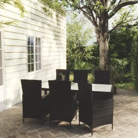 Garden dining set 7 pieces black synthetic rattan by vidaXL, Garden sets - Ref: Foro24-3094829, Price: 511,48 €, Discount: %