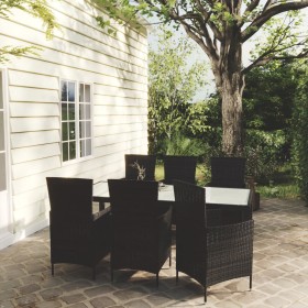 Garten-Essgruppe 7-teilig aus schwarzem synthetischem Rattan von vidaXL, Gartensets - Ref: Foro24-3094829, Preis: 518,27 €, R...