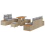 Conjunto de sofá de jardín de 8 piezas con cojines beige poliratán acacia de , Sofás de exterior - Ref: Foro24-3364812, Preci...