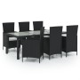 Juego de comedor de jardín 7 piezas ratán sintético negro