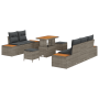 Conjunto de Sofá de Jardín de 8 Piezas con Cojines Gris Ratán Poliéster Acacia de , Sofás de exterior - Ref: Foro24-3364813, ...