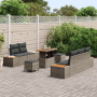 Conjunto de Sofá de Jardín de 8 Piezas con Cojines Gris Ratán Poliéster Acacia de , Sofás de exterior - Ref: Foro24-3364813, ...