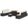 Conjunto de Sofá de Jardín de 9 Piezas con Cojines Negro Ratán Poliéster Acacia de , Sofás de exterior - Ref: Foro24-3364815,...