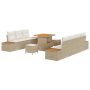 Set de Sofá de Jardín de 10 Piezas con Cojines Beige Polirratán Acacia de , Sofás de exterior - Ref: Foro24-3364826, Precio: ...