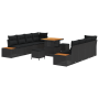 Conjunto de Sofá de Jardín de 11 Piezas con Cojines Negro Poliratán Acacia de , Sofás de exterior - Ref: Foro24-3364834, Prec...