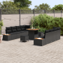 Conjunto de Sofá de Jardín de 11 Piezas con Cojines Negro Poliratán Acacia de , Sofás de exterior - Ref: Foro24-3364834, Prec...