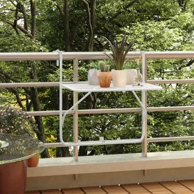Mesa de balcón acero blanca 60x40 cm de vidaXL, Mesas de jardín - Ref: Foro24-340916, Precio: 47,50 €, Descuento: %