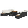 Conjunto de Sofá de Jardín de 11 Piezas con Cojines Negro Poliratán Acacia de , Sofás de exterior - Ref: Foro24-3364835, Prec...