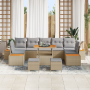 Conjunto de Sofá de Jardín de 10 Piezas con Cojines Beige Ratán Polimérico Acacia de , Sofás de exterior - Ref: Foro24-336485...