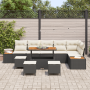 Conjunto de Sofá de Jardín con Cojines Negro Rattan Poliéster Acacia de , Sofás de exterior - Ref: Foro24-3364890, Precio: 66...