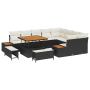 Conjunto de Sofá de Jardín de 12 Piezas con Cojines Ratán Poli Negro Acacia de , Sofás de exterior - Ref: Foro24-3364895, Pre...