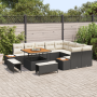 Conjunto de Sofá de Jardín de 12 Piezas con Cojines Ratán Poli Negro Acacia de , Sofás de exterior - Ref: Foro24-3364895, Pre...