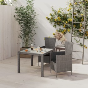 3-piece garden dining set with gray synthetic rattan cushions by vidaXL, Garden sets - Ref: Foro24-3094873, Price: 245,69 €, ...