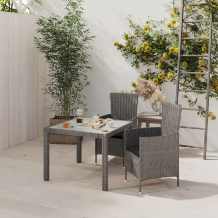 3-piece garden dining set with gray synthetic rattan cushions by vidaXL, Garden sets - Ref: Foro24-3094873, Price: 241,61 €, ...