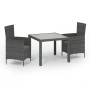 3-piece garden dining set with gray synthetic rattan cushions by vidaXL, Garden sets - Ref: Foro24-3094873, Price: 245,69 €, ...