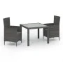 3-piece garden dining set with gray synthetic rattan cushions by vidaXL, Garden sets - Ref: Foro24-3094873, Price: 241,61 €, ...
