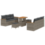 Conjunto de Sofá de Jardín de 9 piezas con Cojines Gris Ratán Poliéster Acacia | Foro24.es | Tu tienda online para hogar, jardín y más Foro24.es