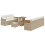 Juego de Sofá de Jardín de 10 Piezas con Cojines Beige Ratán Poliéster Acacia de , Sofás de exterior - Ref: Foro24-3364961, P...