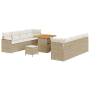 Juego de Sofá de Jardín de 11 Piezas con Cojines Beige, Ratán PE y Acacia de , Sofás de exterior - Ref: Foro24-3364966, Preci...