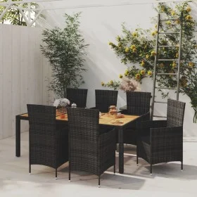 Juego de comedor de jardín 7 piezas ratán sintético negro von vidaXL, Gartensets - Ref: Foro24-3094861, Preis: 568,20 €, Raba...