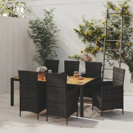 Juego de comedor de jardín 7 piezas ratán sintético negro by vidaXL, Garden sets - Ref: Foro24-3094861, Price: 568,20 €, Disc...