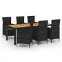 Juego de comedor de jardín 7 piezas ratán sintético negro by vidaXL, Garden sets - Ref: Foro24-3094861, Price: 568,20 €, Disc...
