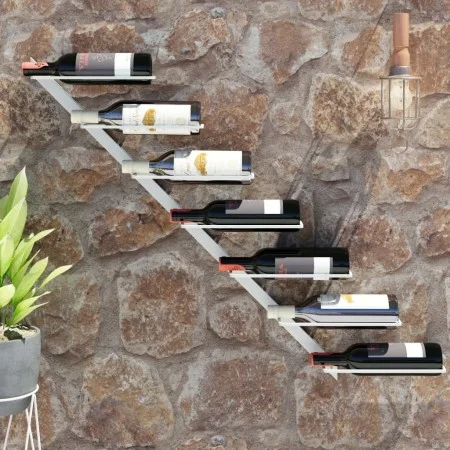 Wall-mounted wine rack for 7 white metal bottles by vidaXL, Wine racks - Ref: Foro24-340896, Price: 41,12 €, Discount: %