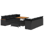juego de sofá de 11 piezas con cojines Negro poliratán Acacia de , Sofás de exterior - Ref: Foro24-3364974, Precio: 885,04 €,...