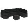 Conjunto de sofá de jardín 9 pcs Negro Poliratán