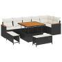 Conjunto de Sofá de Jardín de 9 Piezas con Cojines Negro Poliratán Acacia | Foro24.es | Tu tienda online para hogar, jardín y más Foro24.es
