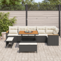 Conjunto de Sofá de Jardín de 9 Piezas con Cojines Negro Poliratán Acacia | Foro24.es | Tu tienda online para hogar, jardín y más Foro24.es