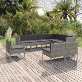 9-piece garden furniture set and gray synthetic rattan cushions by vidaXL, Garden sets - Ref: Foro24-3094450, Price: 807,19 €...