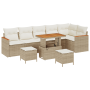 Conjunto de sofá de jardín de 9 piezas con cojines beige de poliratán y acacia de , Sofás de exterior - Ref: Foro24-3365016, ...