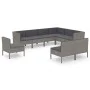 9-teiliges Gartenmöbel-Set und graue synthetische Rattankissen von vidaXL, Gartensets - Ref: Foro24-3094450, Preis: 807,19 €,...