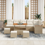 Juego de Sofás para Jardín de 10 Piezas con Cojines Beige de Ratán Poliéster Acacia de , Sofás de exterior - Ref: Foro24-3365...