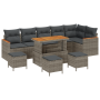 Conjunto de sofá de jardín de 10 piezas con cojines gris poliratán acacia de , Sofás de exterior - Ref: Foro24-3365023, Preci...