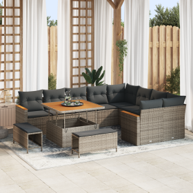 Conjunto de Sofás de Jardín de 12 Piezas con Cojines Gris