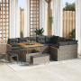 Conjunto de Sofás de Jardín de 12 Piezas con Cojines Gris Poliratán Acacia | Foro24.es | Tu tienda online para hogar, jardín y más Foro24.es