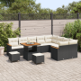 Juego de sofá de jardín de 12 piezas con cojines negro poliratán acacia de , Sofás de exterior - Ref: Foro24-3365030, Precio:...