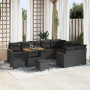 Juego de Sofás de Jardín de 12 Piezas con Cojines Negro Poliratán Acacia de , Sofás de exterior - Ref: Foro24-3365034, Precio...